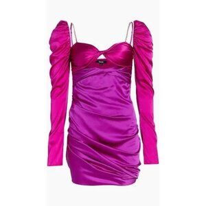 The Bar Two-Tone Silk Satin Twist-Front Minidress Women's 0 NWOT $495